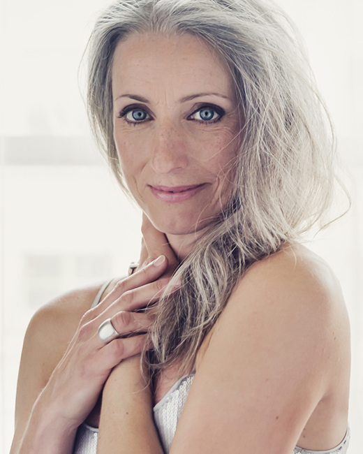 aging gracefully, portrait of beautiful mature woman with silver